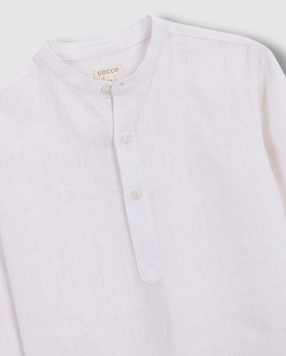 Camisa de Padeiro em Linho Gocco Branco-6