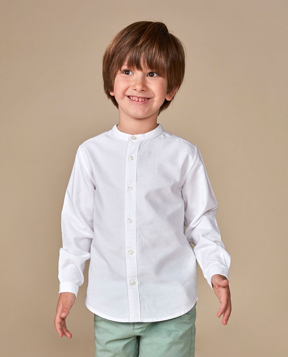 Camisa Oxford com Gola à Padre - Branco Gocco Branco-1
