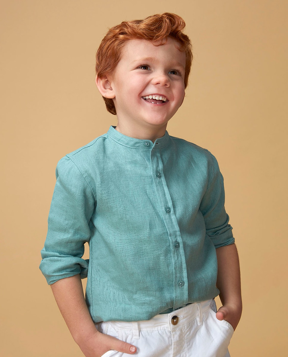 Camisa com gola à padre Gocco Verde-1