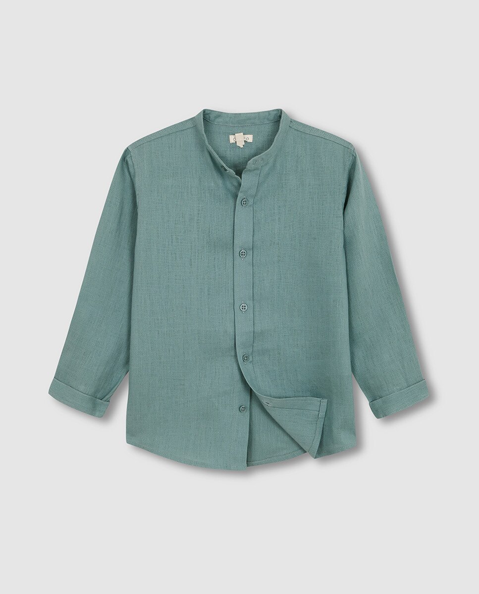 Camisa com gola à padre Gocco Verde-3
