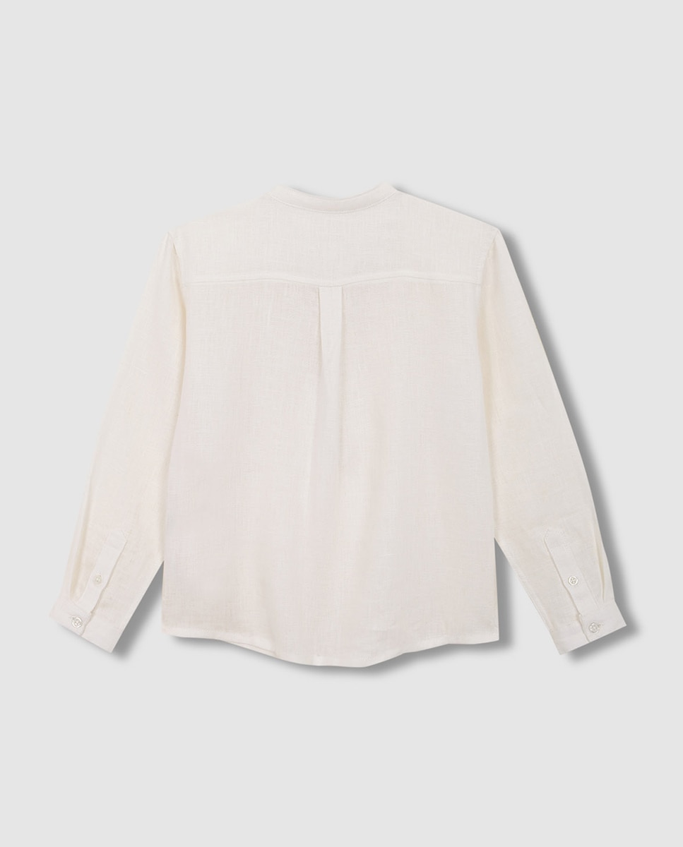 Camisa de Linho com Gola à Padre Gocco Branco-4