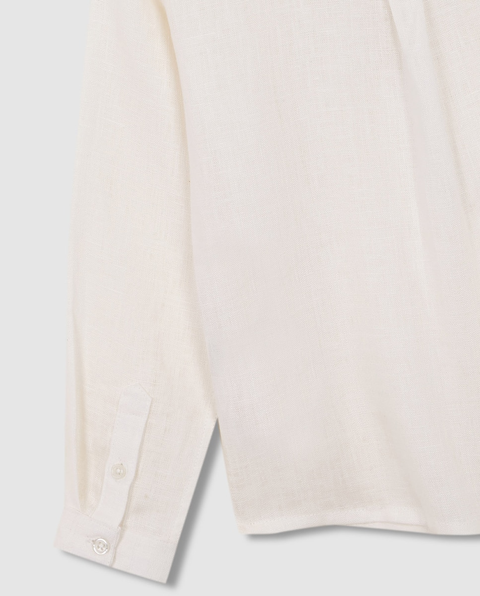 Camisa de Linho com Gola à Padre Gocco Branco-6