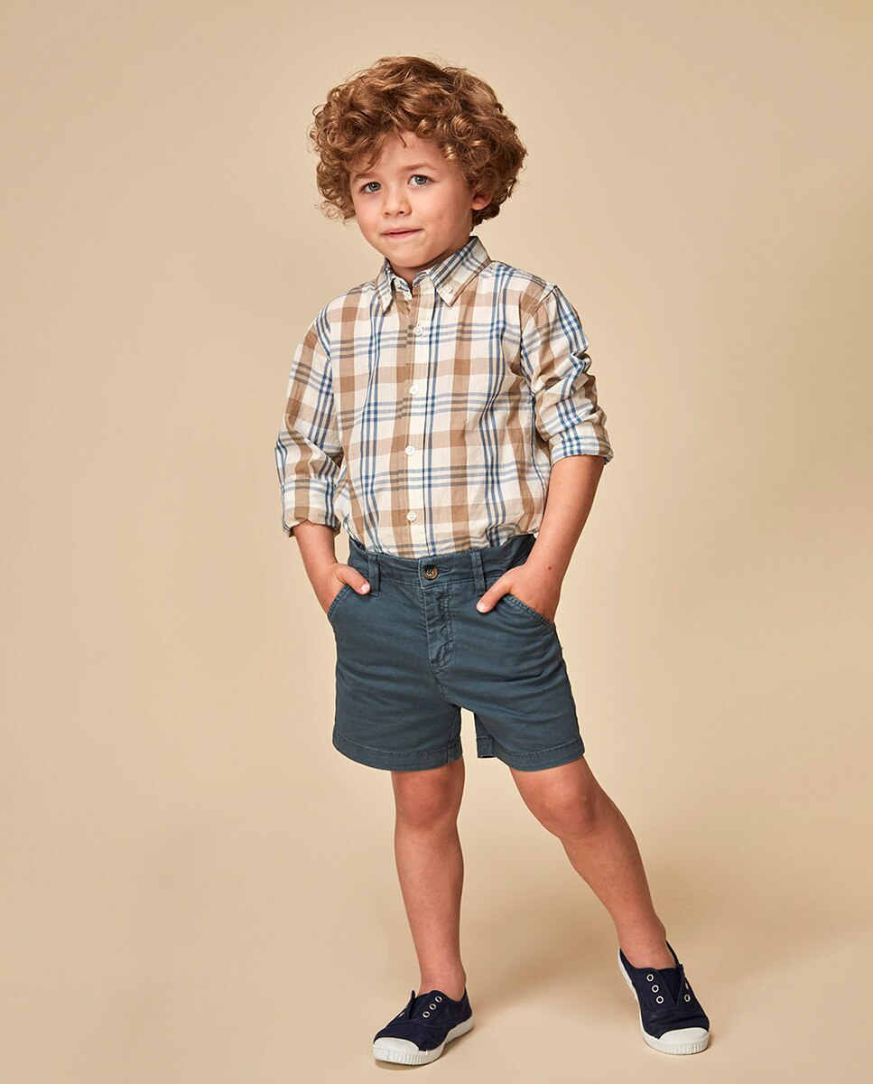 Pantalón chino corto de sarga - Gocco - Azul Azul-2