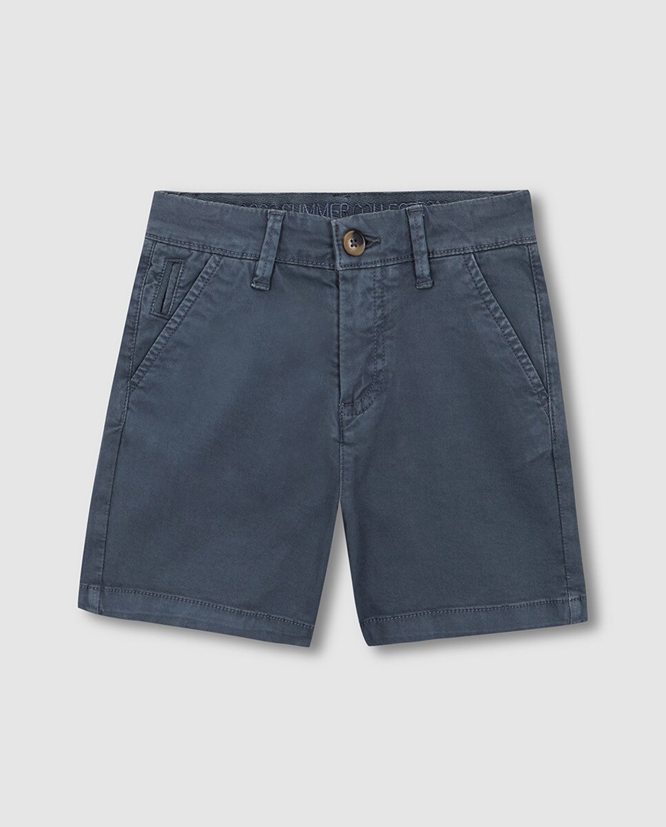 Pantalón chino corto de sarga - Gocco - Azul Azul-3