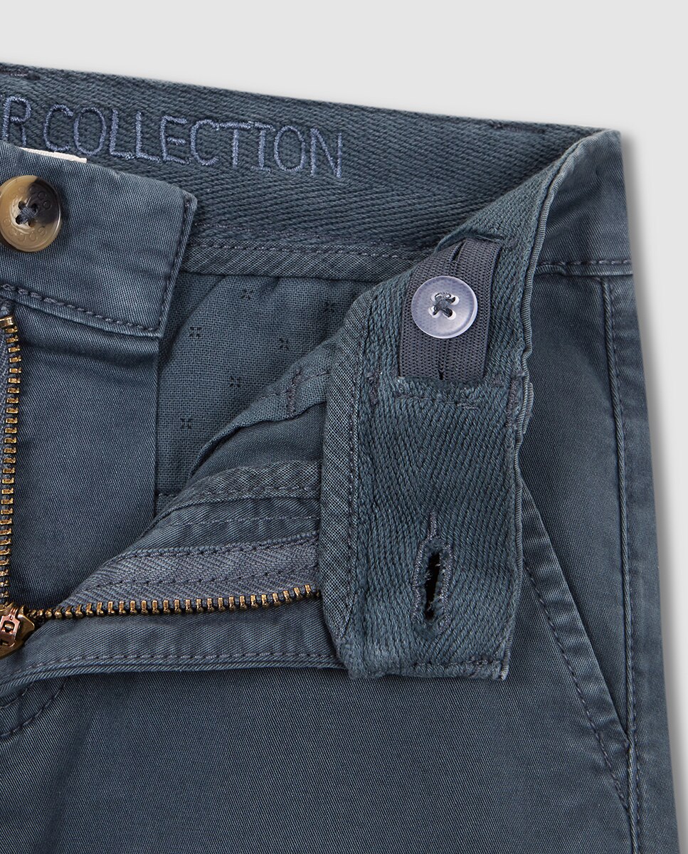 Pantalón chino corto de sarga - Gocco - Azul Azul-5