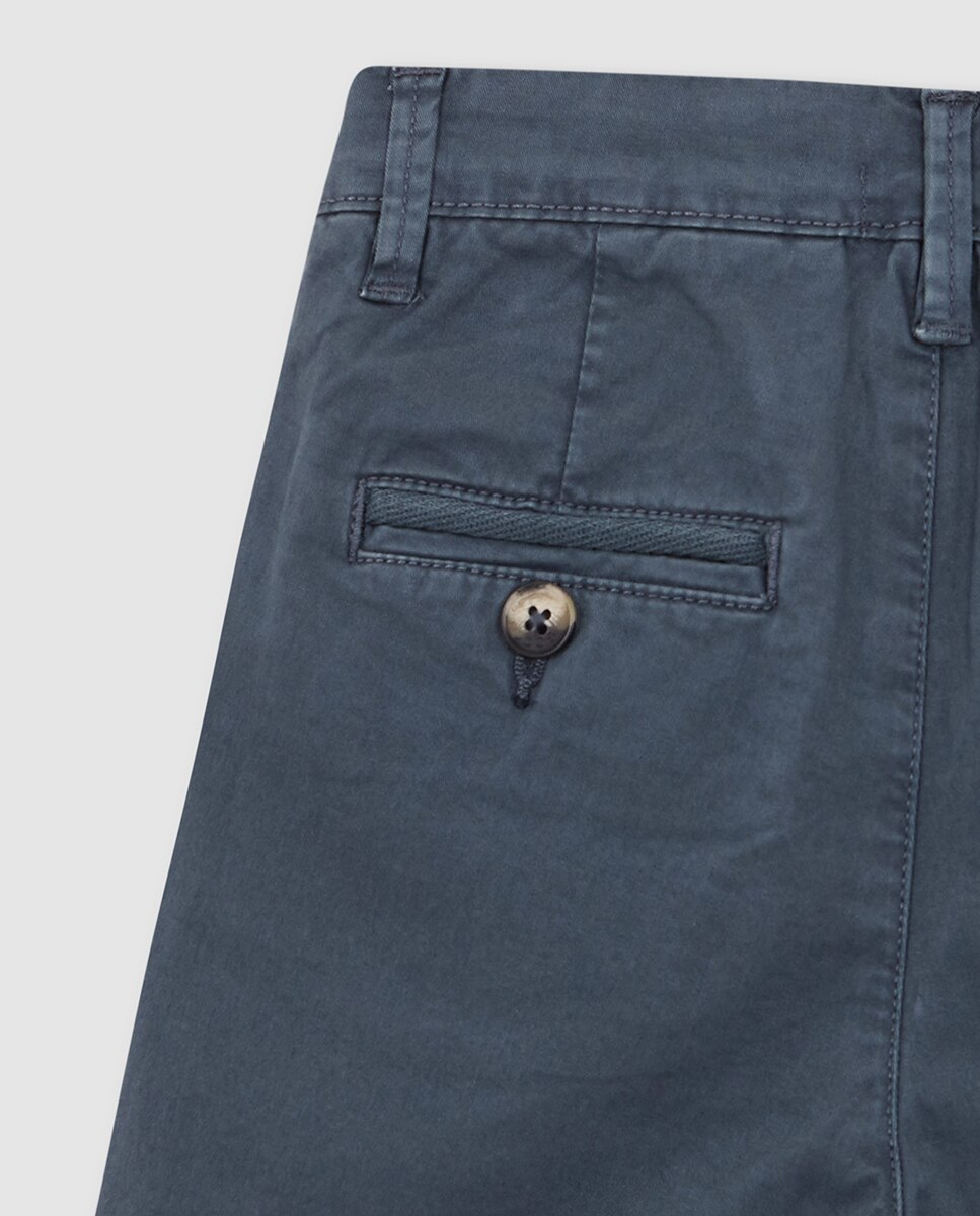 Pantalón chino corto de sarga - Gocco - Azul Azul-6
