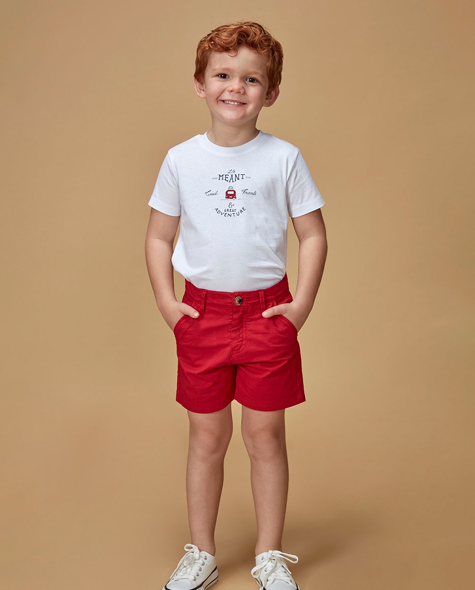 Calções Chino de Sarja Vermelho-1