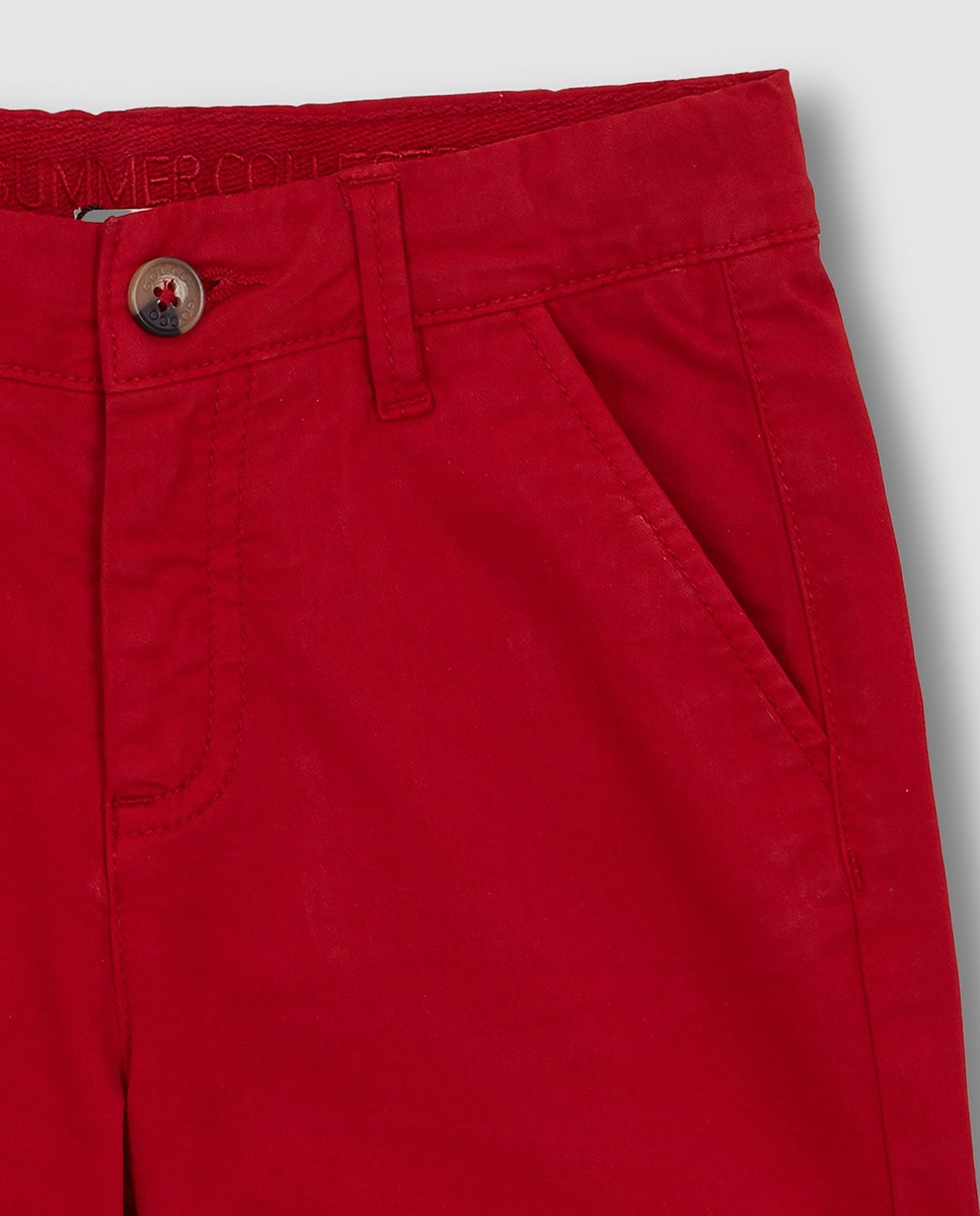 Calções Chino de Sarja Vermelho-4