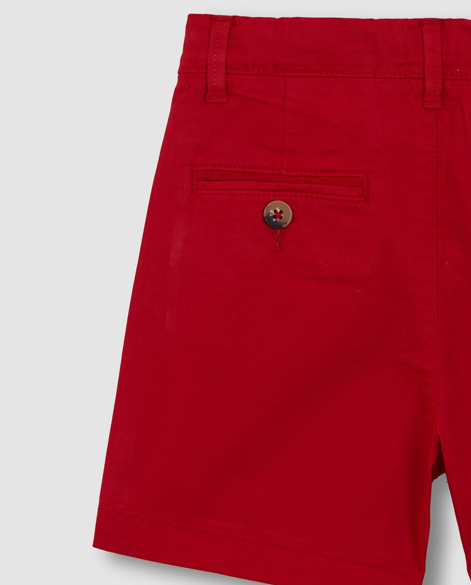 Calções Chino de Sarja Vermelho-5