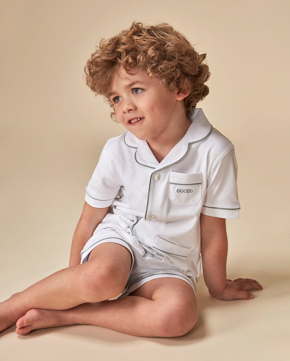 Pijama Curto Gola Lapela Gocco Branco-1