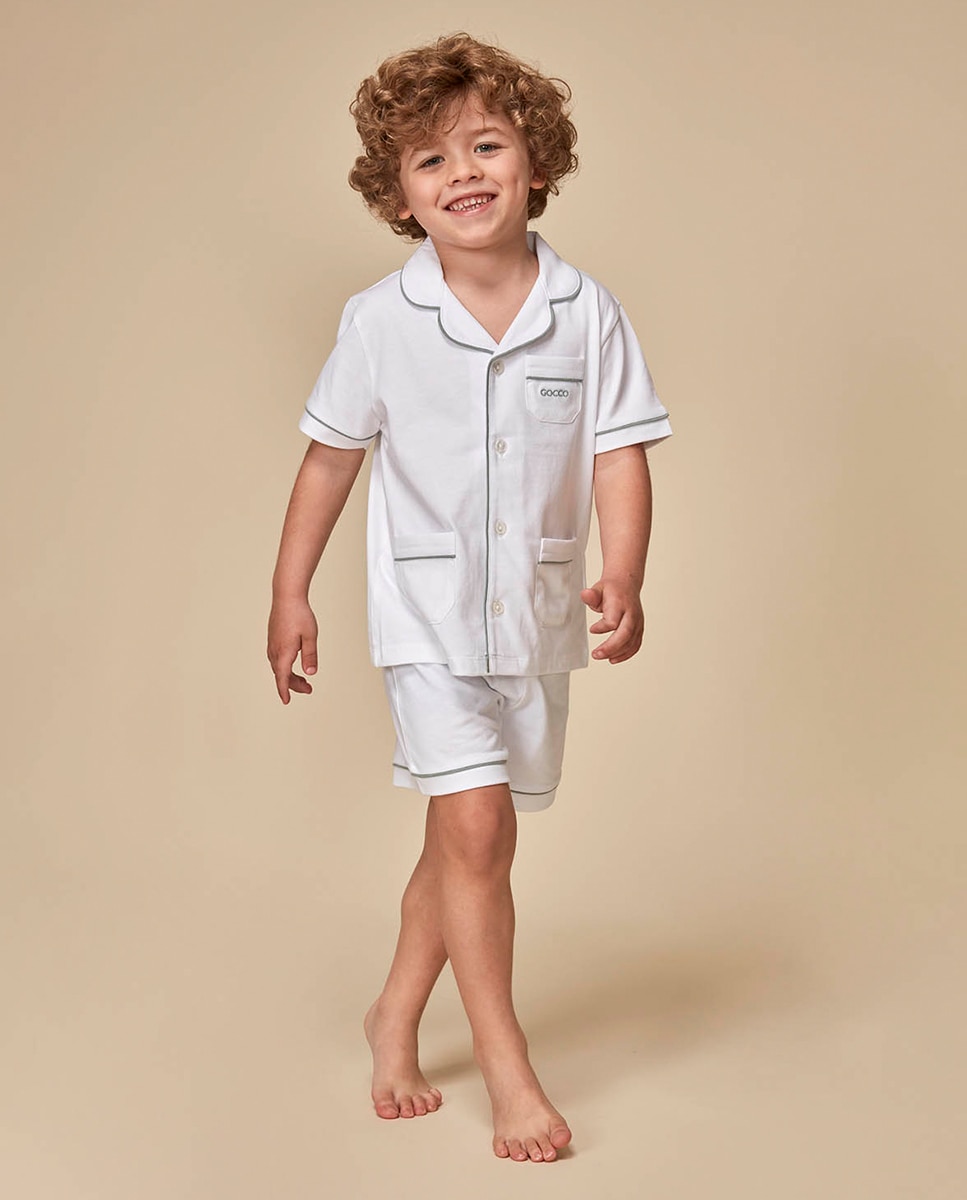 Pijama Curto Gola Lapela Gocco Branco-2