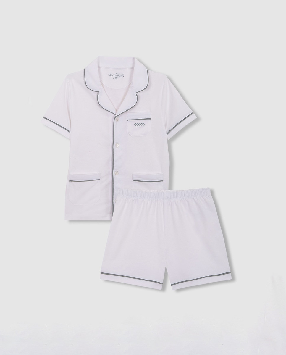 Pijama Curto Gola Lapela Gocco Branco-3