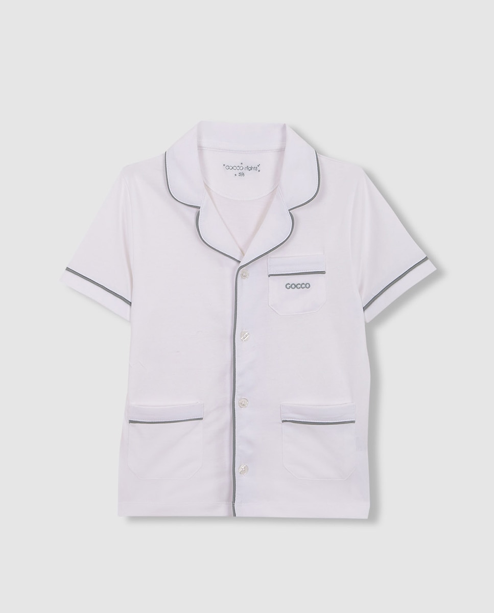 Pijama Curto Gola Lapela Gocco Branco-4