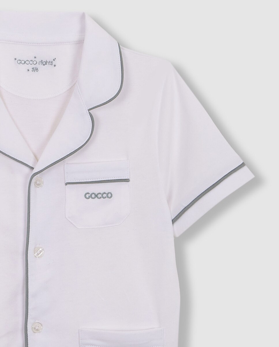 Pijama Curto Gola Lapela Gocco Branco-6