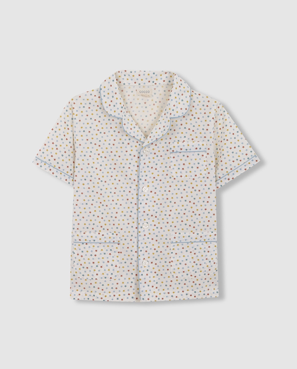Pijama Curto com Estrelas - Multicolor Gocco Branco-2