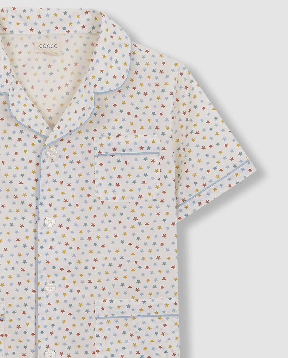 Pijama Curto com Estrelas - Multicolor Gocco Branco-4