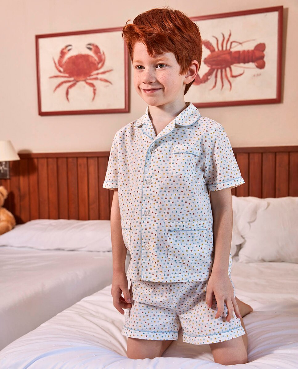Pijama Curto com Estrelas - Multicolor Gocco Branco-6