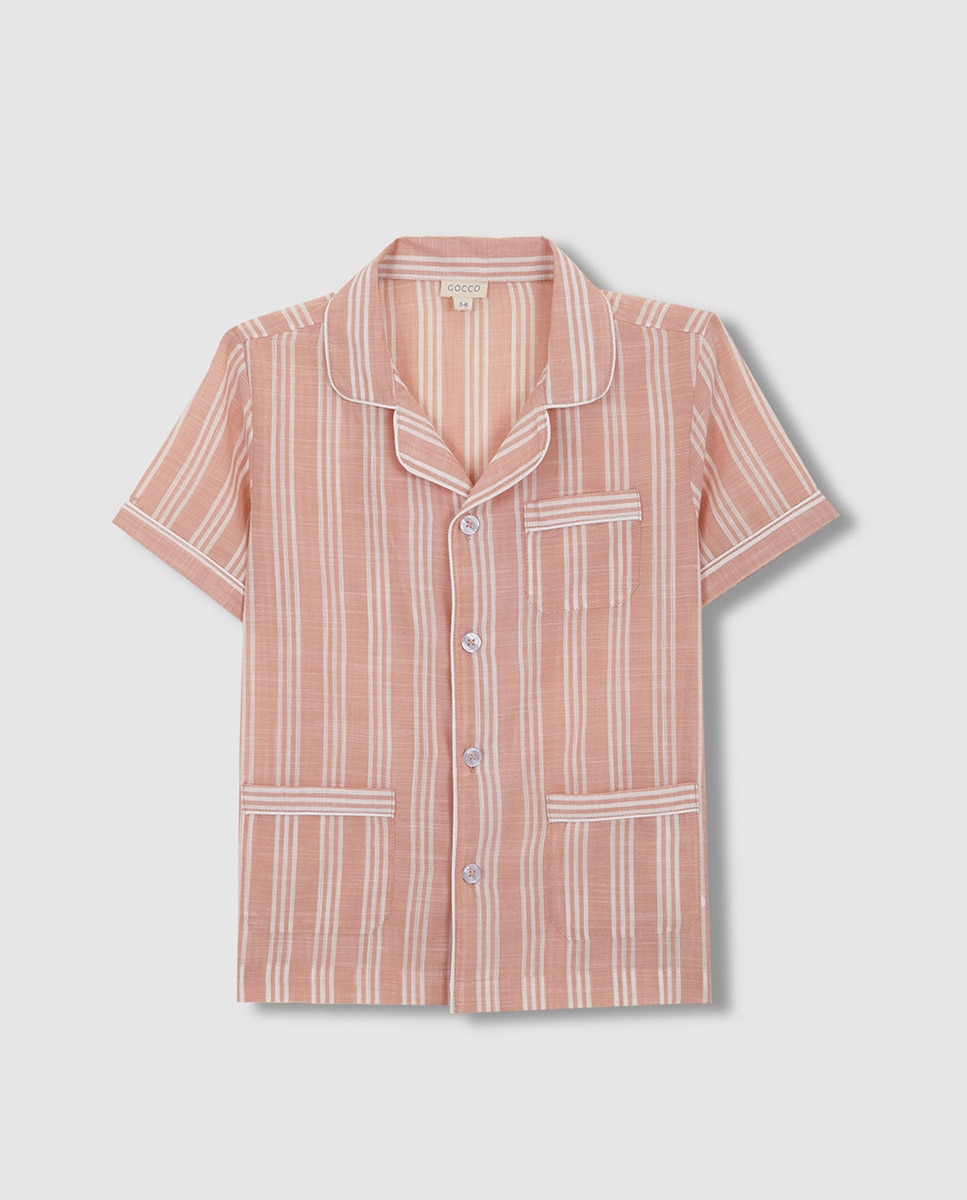 Pijama Curto às Riscas Bicolor Gocco Nude-4