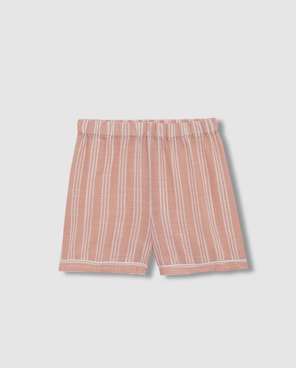 Pijama Curto às Riscas Bicolor Gocco Nude-5