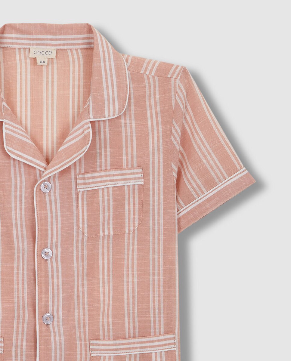 Pijama Curto às Riscas Bicolor Gocco Nude-6