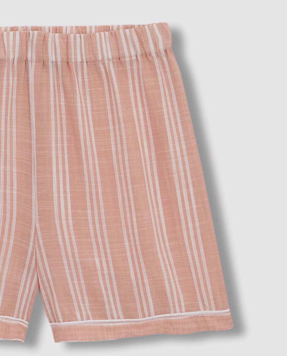 Pijama Curto às Riscas Bicolor Gocco Nude-7