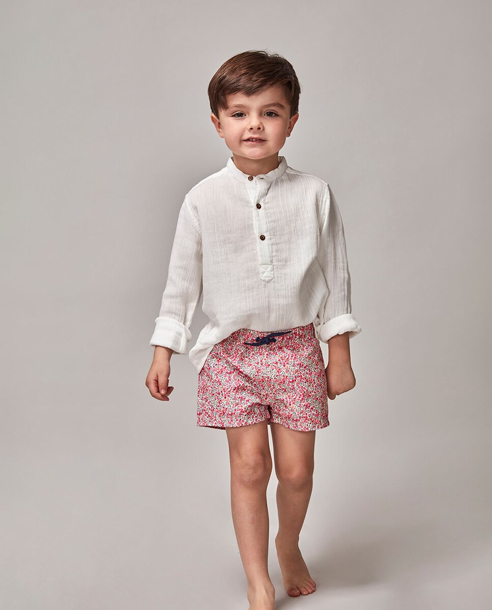 Calções de Banho com Estampado Liberty Gocco Rosa-1