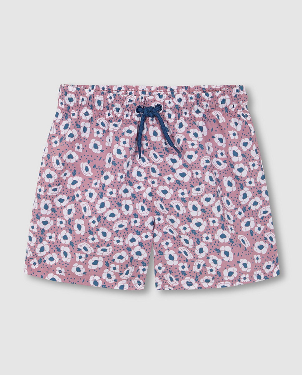 Fato de Banho Estampado Floral Grande Rosa-2