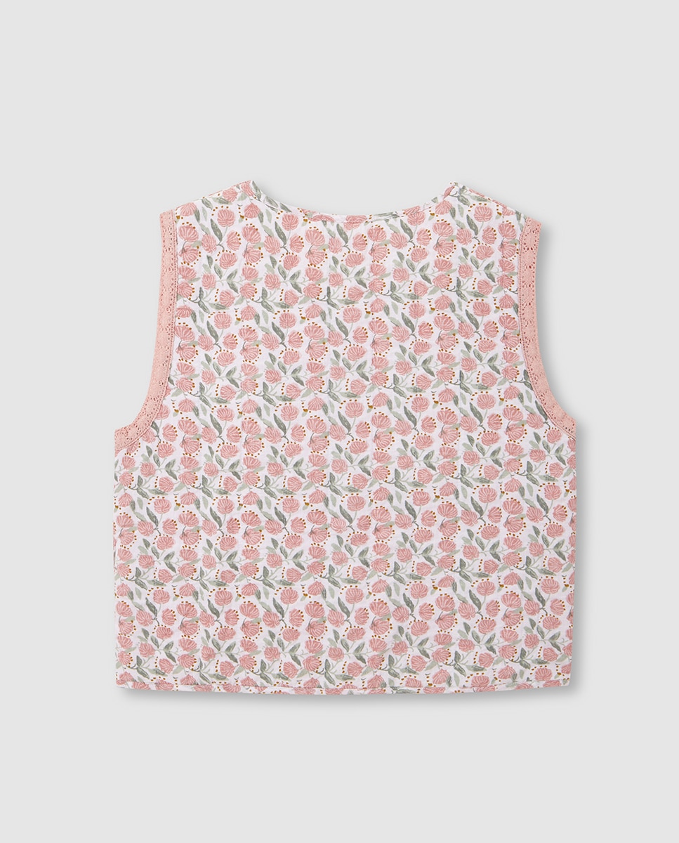 Colete Acolchoado com Estampado Floral Gocco Branco-2