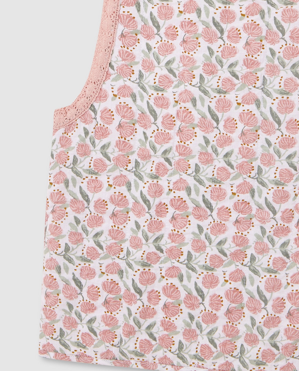 Colete Acolchoado com Estampado Floral Gocco Branco-5