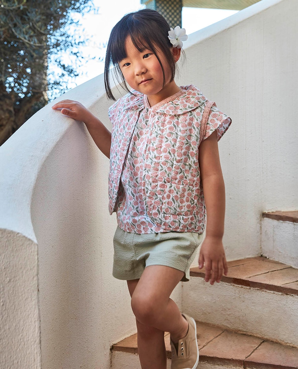 Colete Acolchoado com Estampado Floral Gocco Branco-8