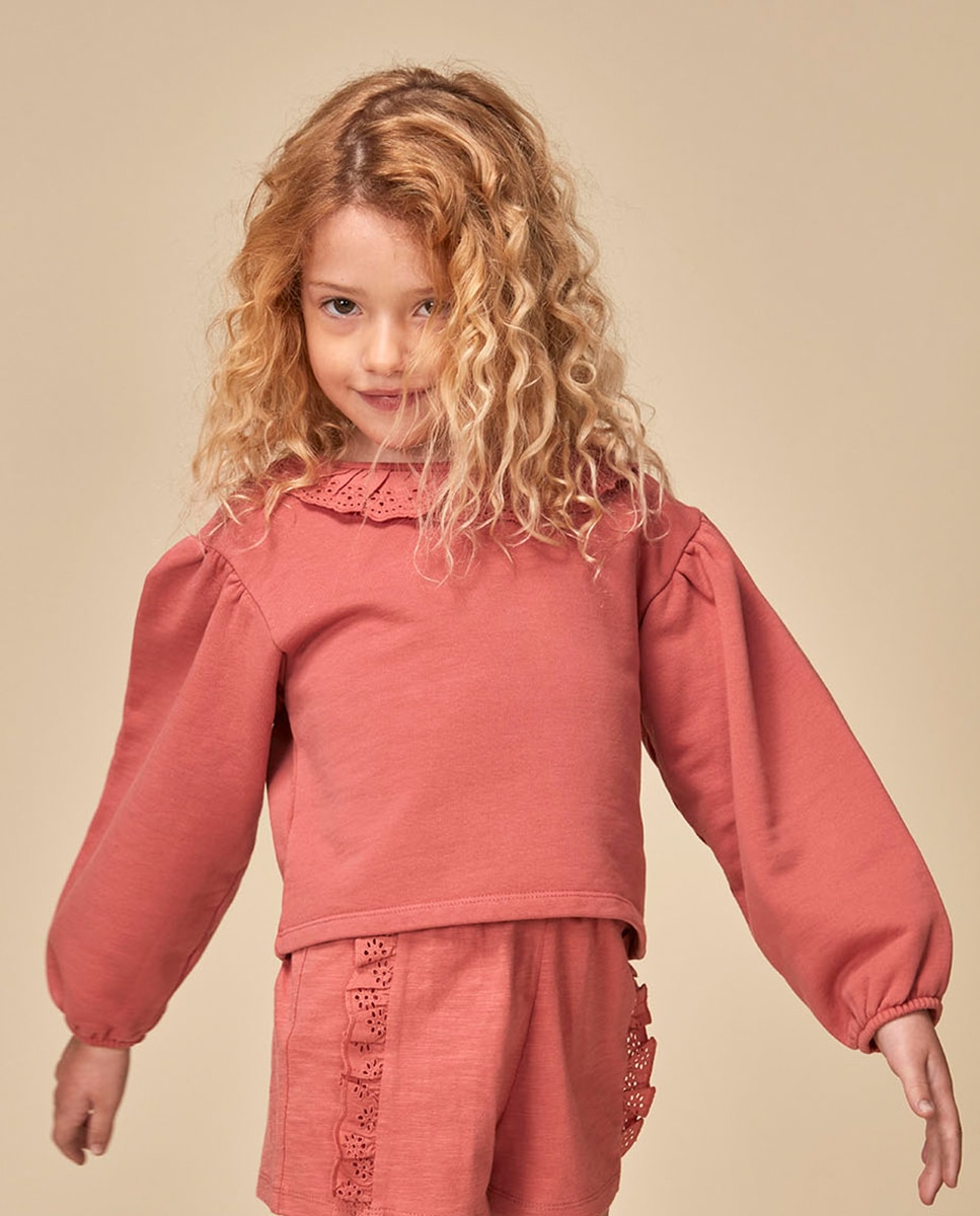 Vestido de Malha com Tiras Bordadas Gocco Coral-1