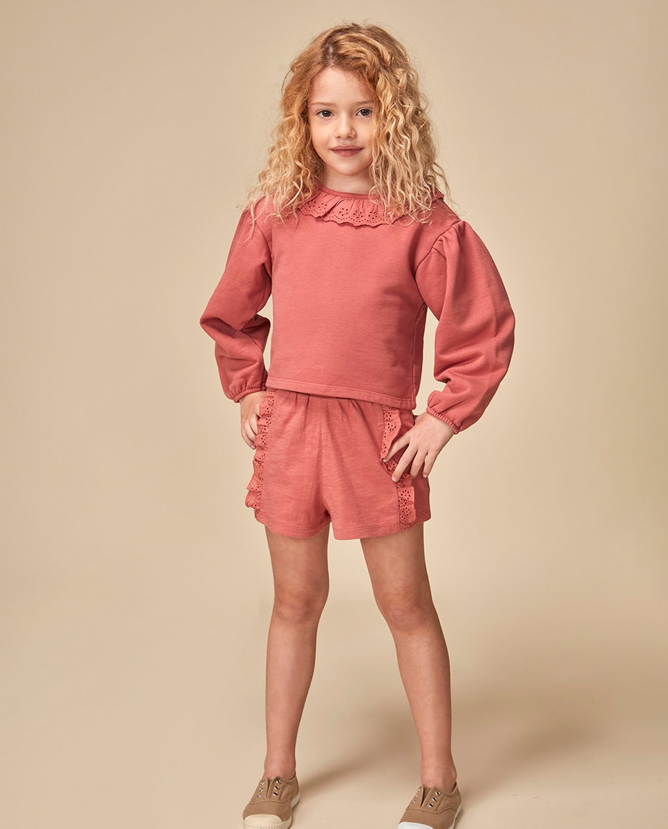 Vestido de Malha com Tiras Bordadas Gocco Coral-2