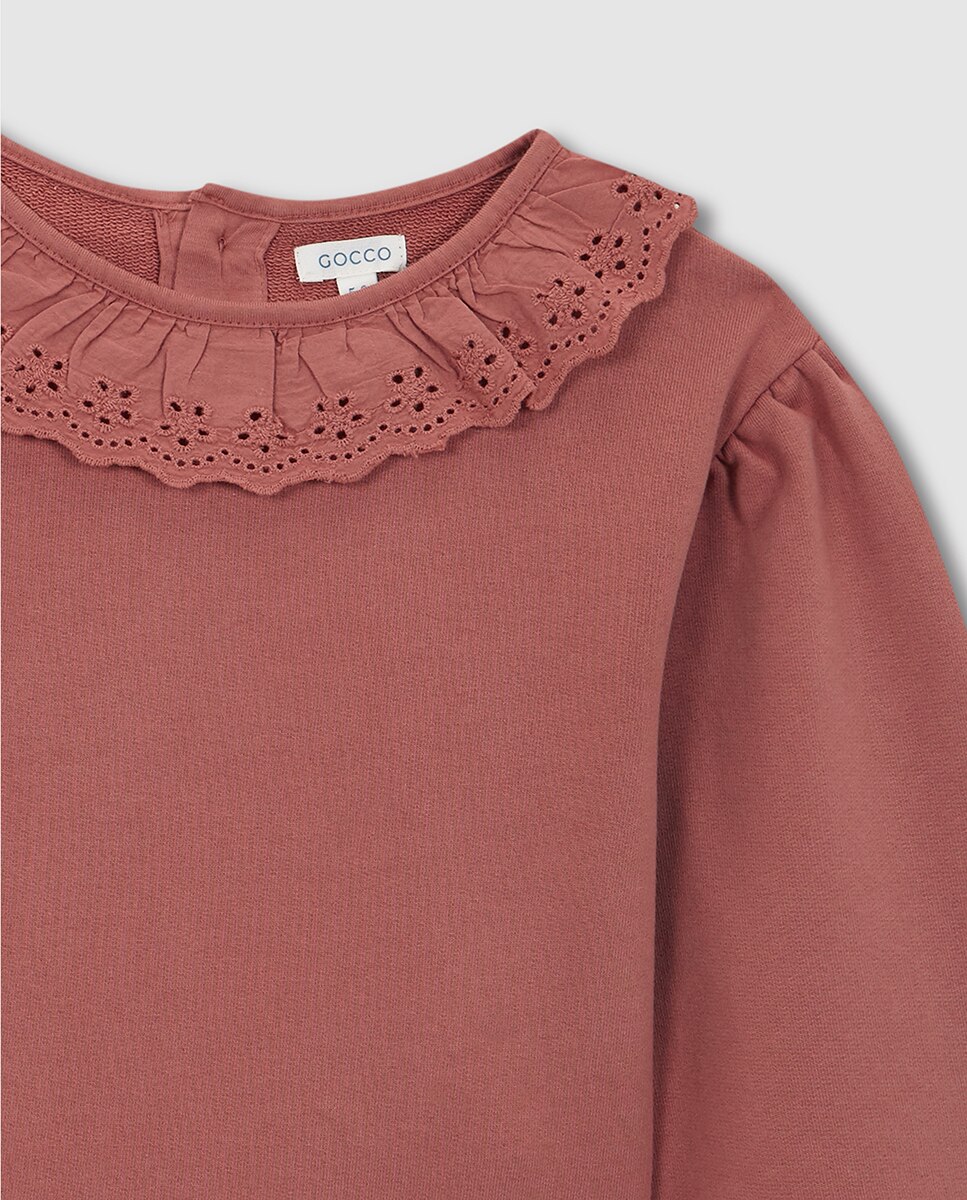 Vestido de Malha com Tiras Bordadas Gocco Coral-5