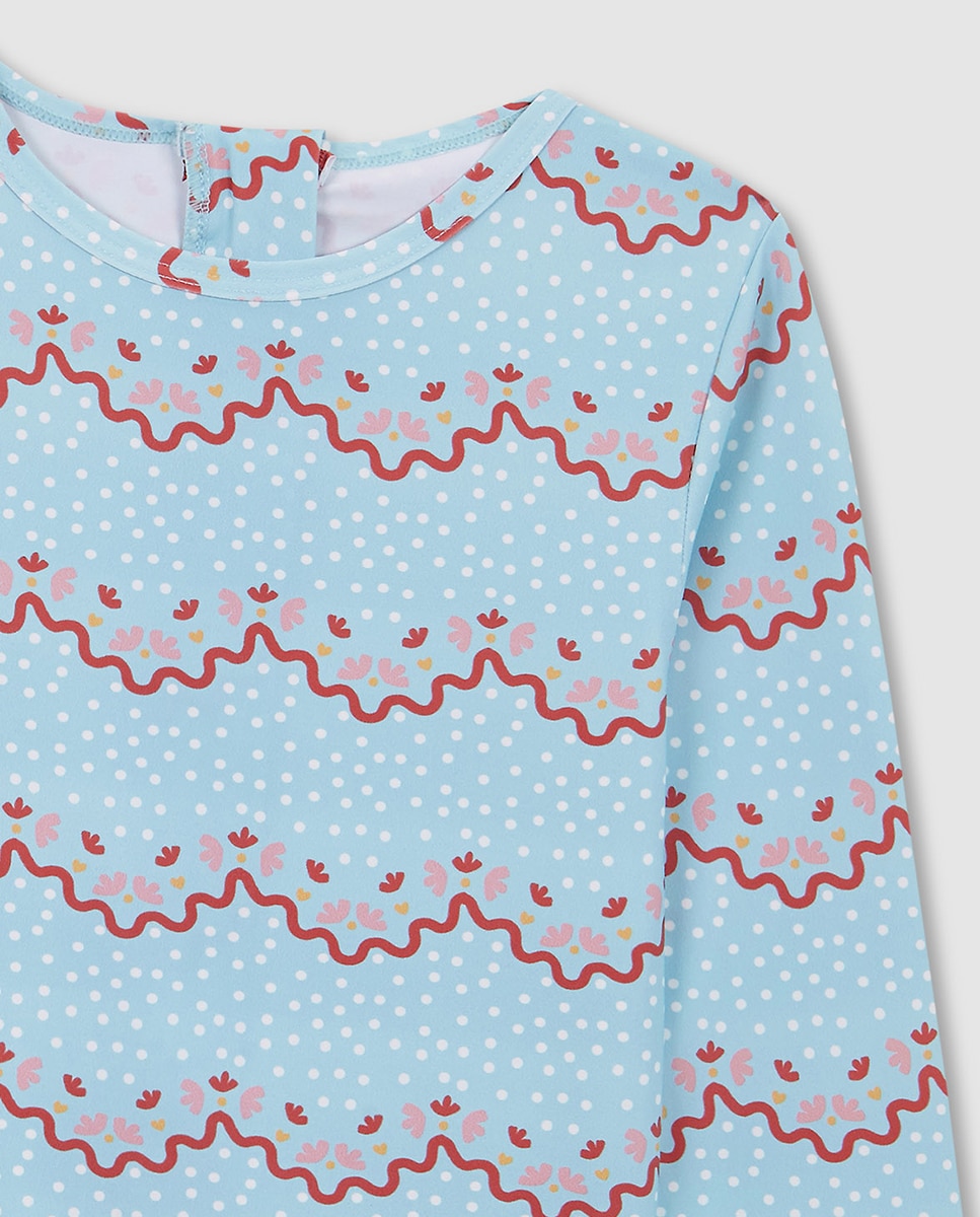 T-shirt de Manga Comprida com Proteção upf 50+ Azul-5
