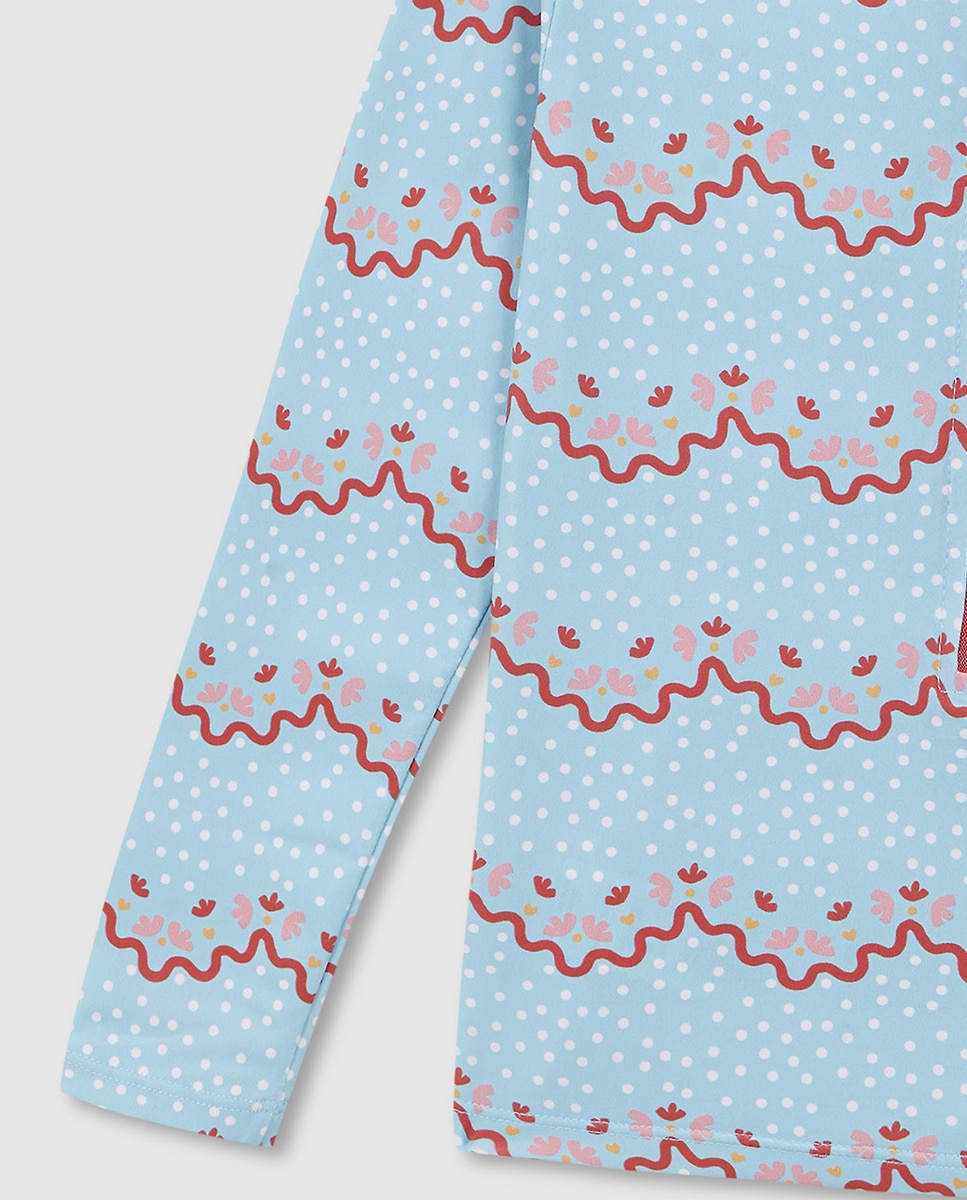 T-shirt de Manga Comprida com Proteção upf 50+ Azul-6