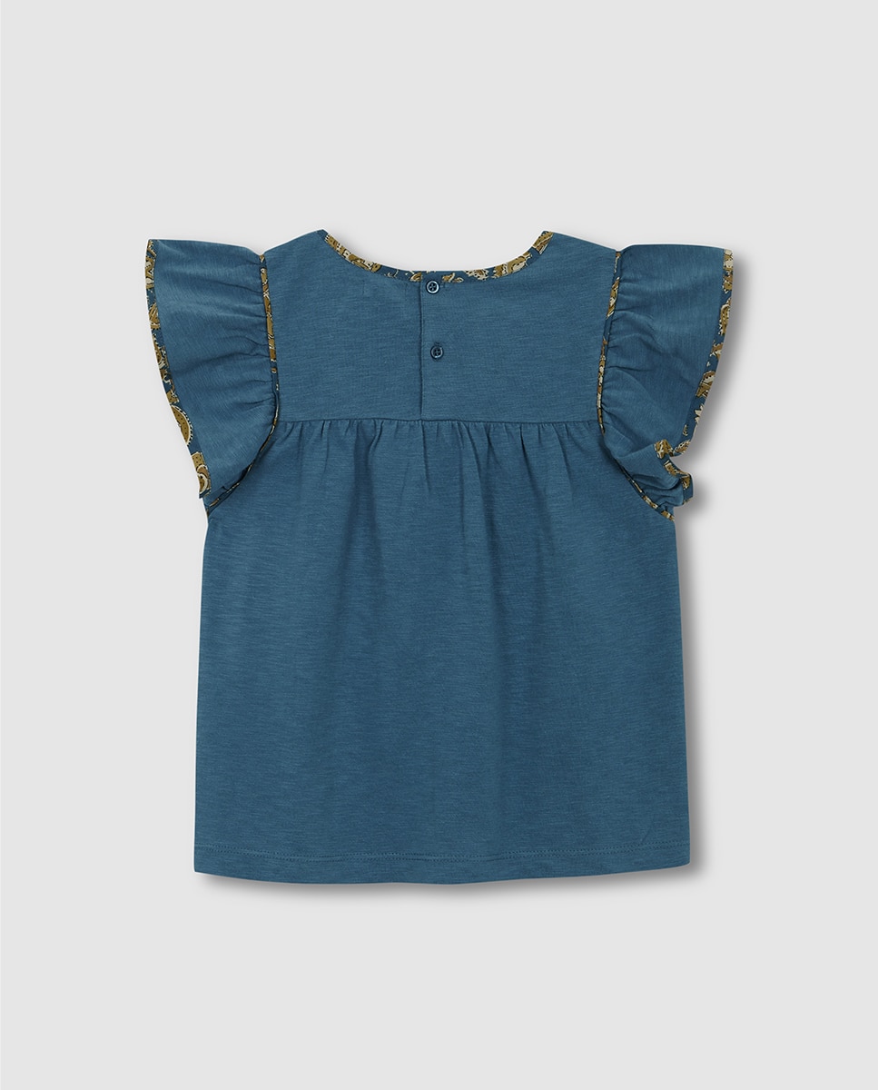 T-shirt com Vivos em Contraste Azul-2