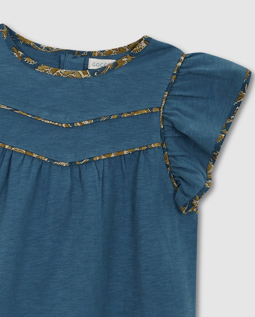 T-shirt com Vivos em Contraste Azul-3