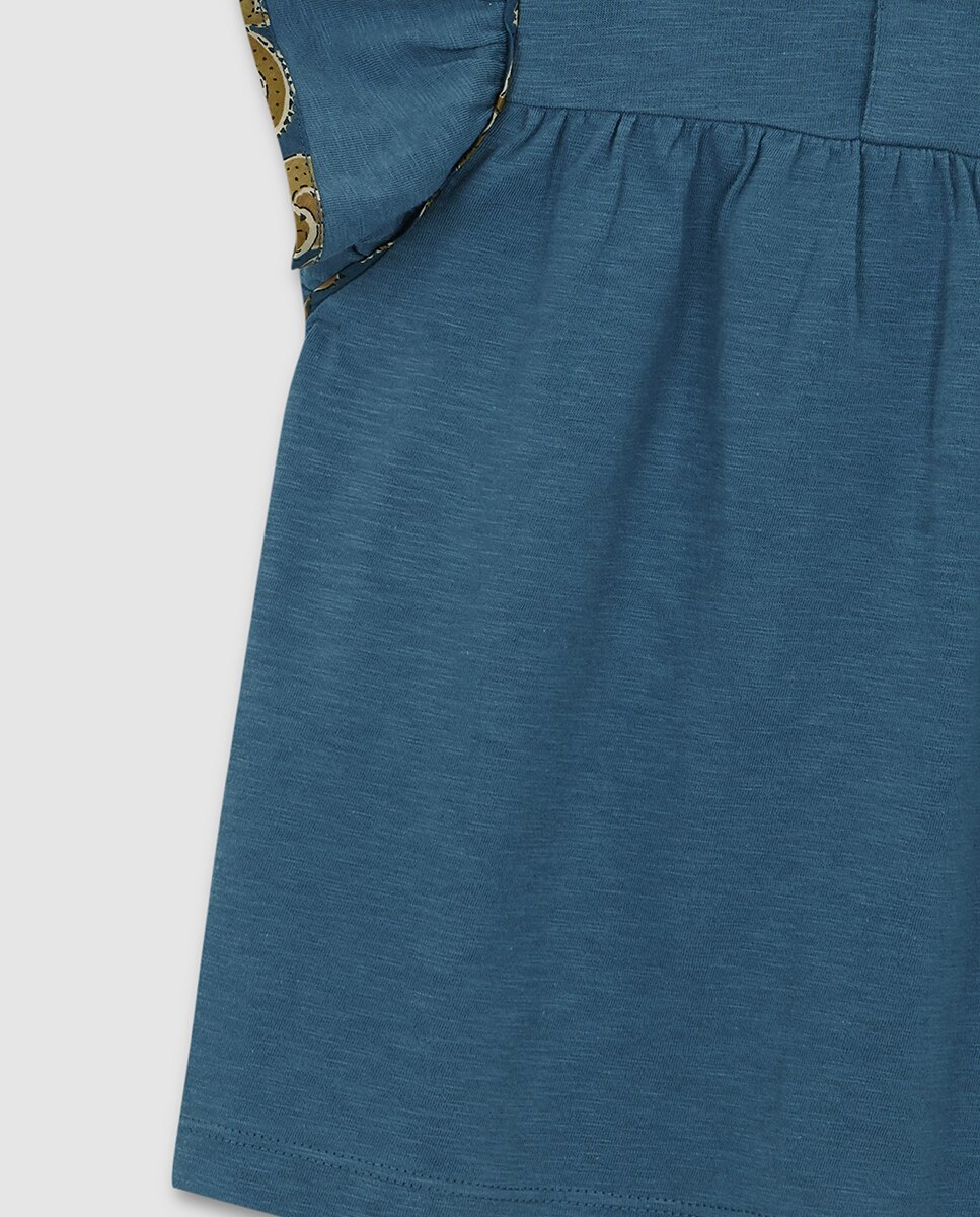 T-shirt com Vivos em Contraste Azul-4