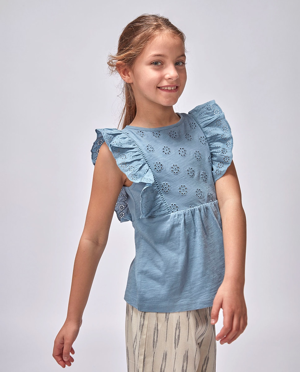 Imagem 0 de T-shirt de Malha com Tiras Bordadas