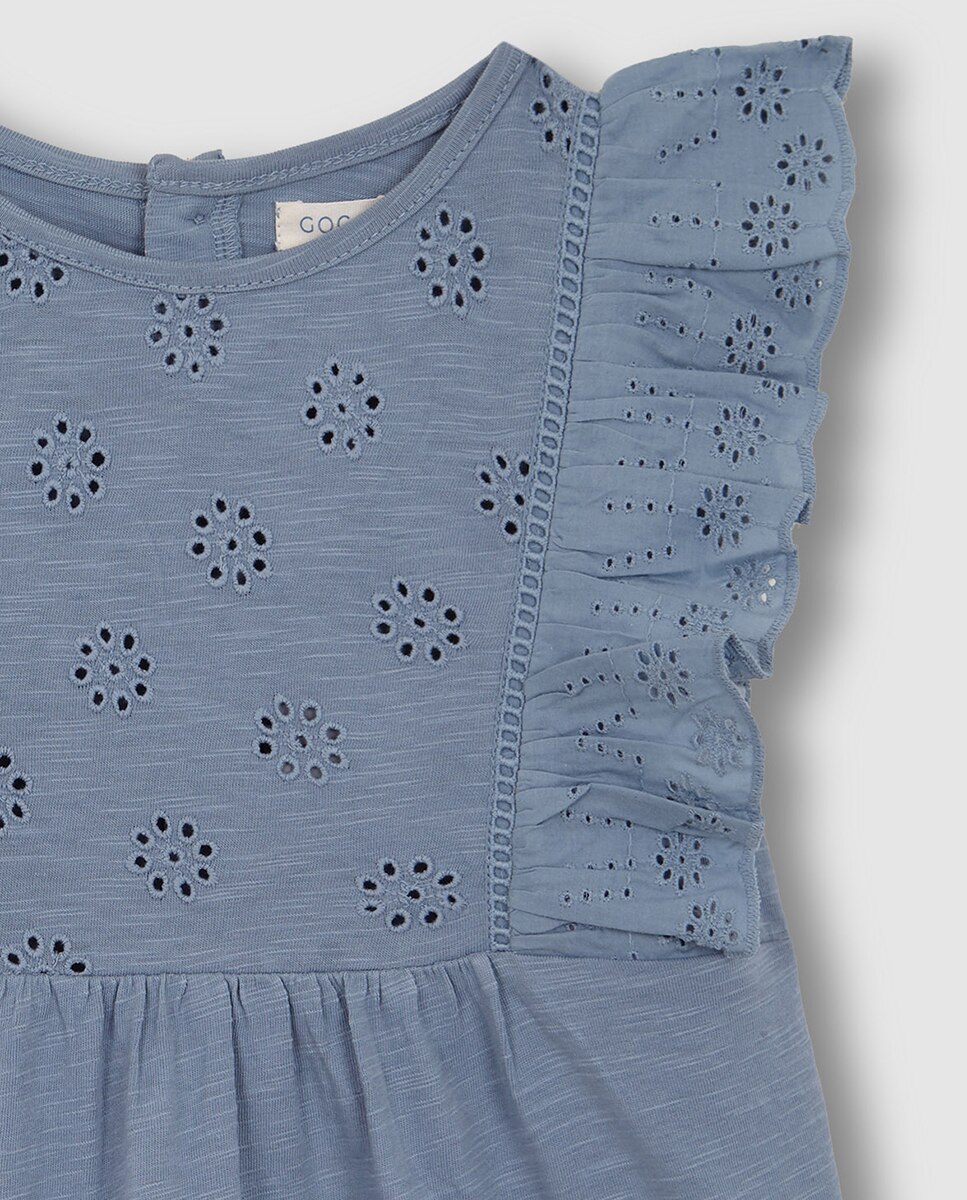 T-shirt de Malha com Tiras Bordadas Gocco Cinzento-5