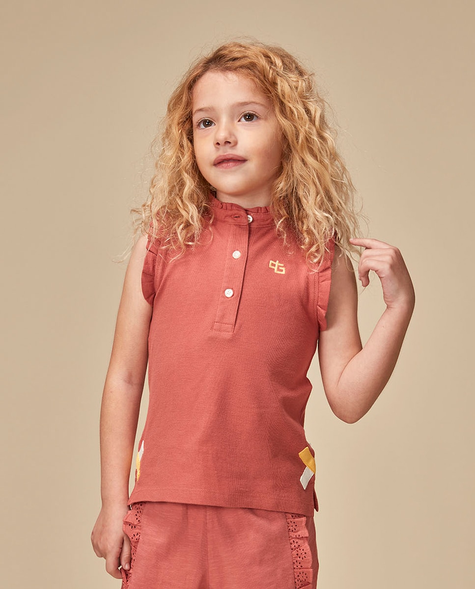 Polo com Detalhe em Contraste Gocco Coral-1