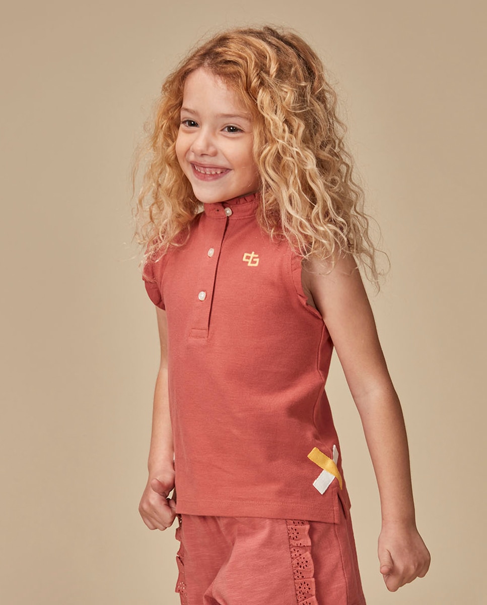 Polo com Detalhe em Contraste Gocco Coral-2