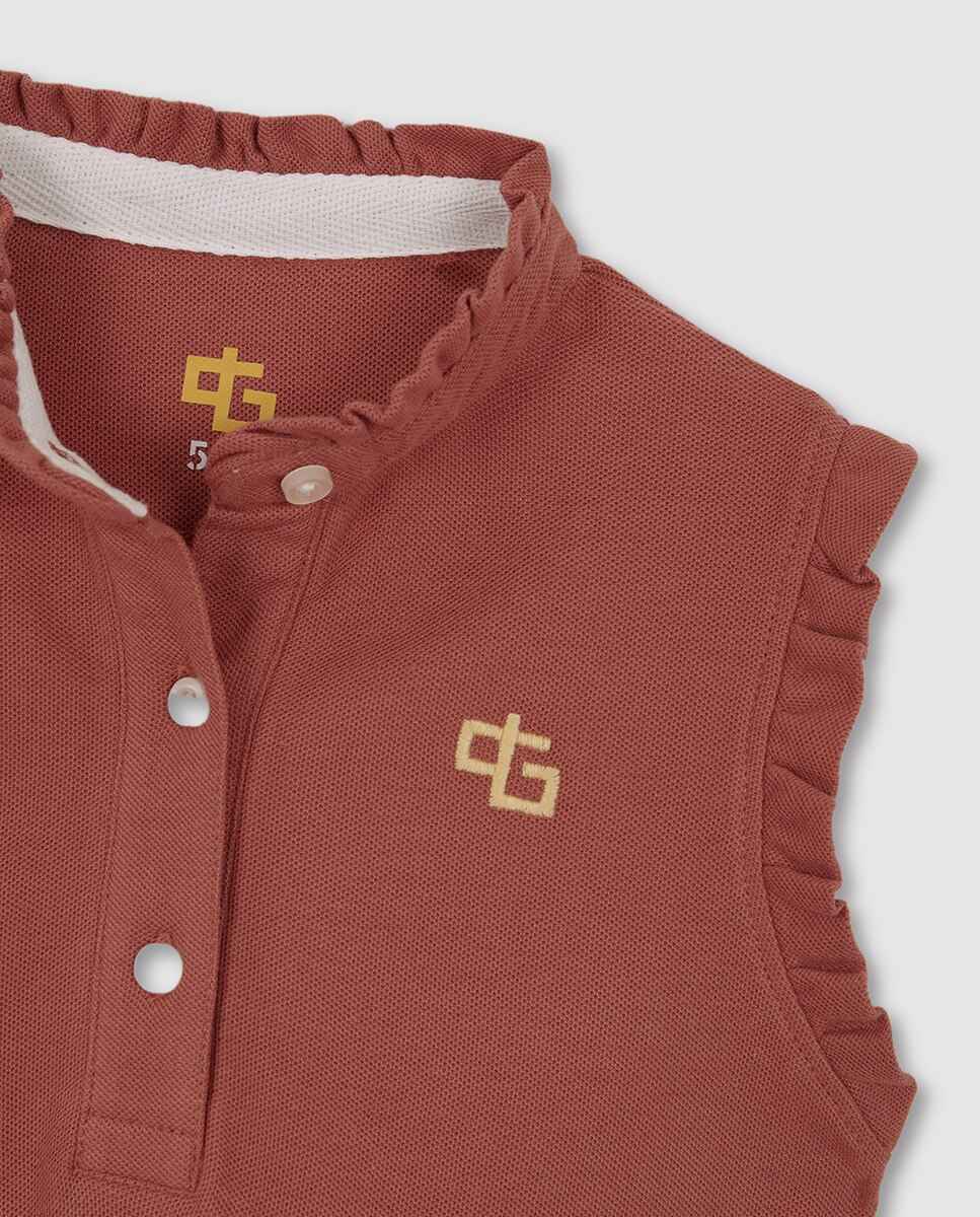 Polo com Detalhe em Contraste Gocco Coral-5