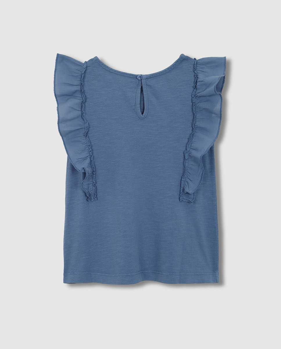 T-shirt com Folho de Tecido no Tom Gocco Azul-claro-2