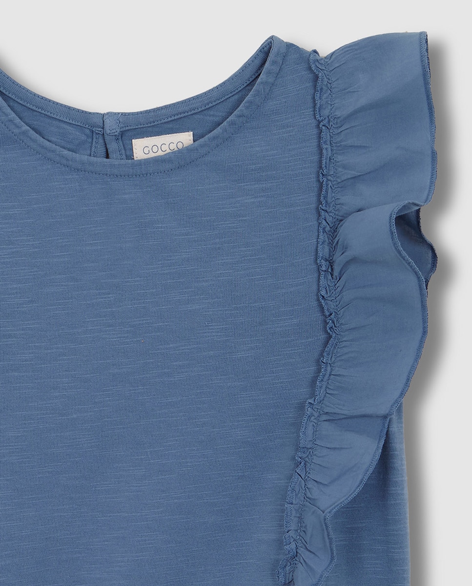 T-shirt com Folho de Tecido no Tom Gocco Azul-claro-3