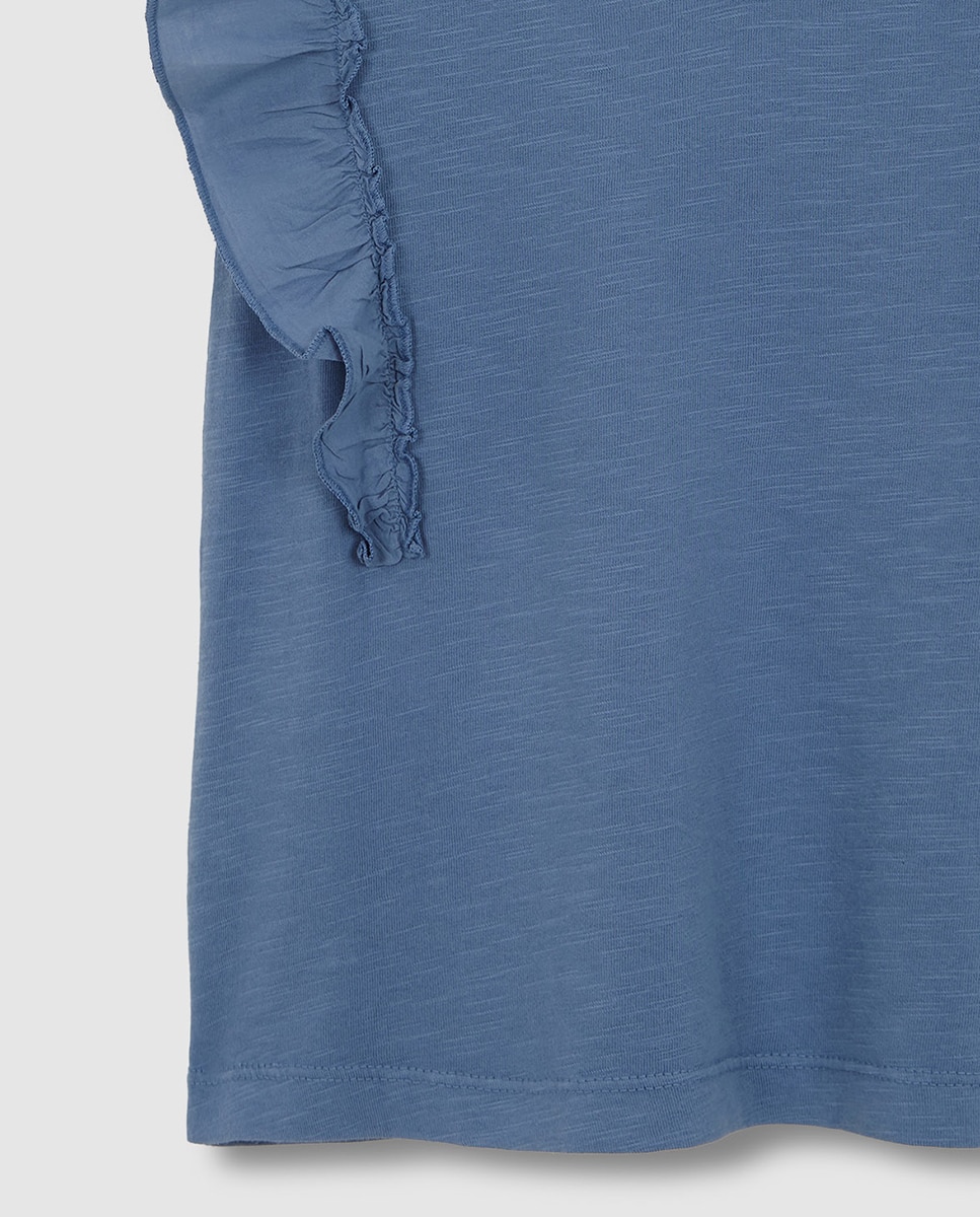 T-shirt com Folho de Tecido no Tom Gocco Azul-claro-4