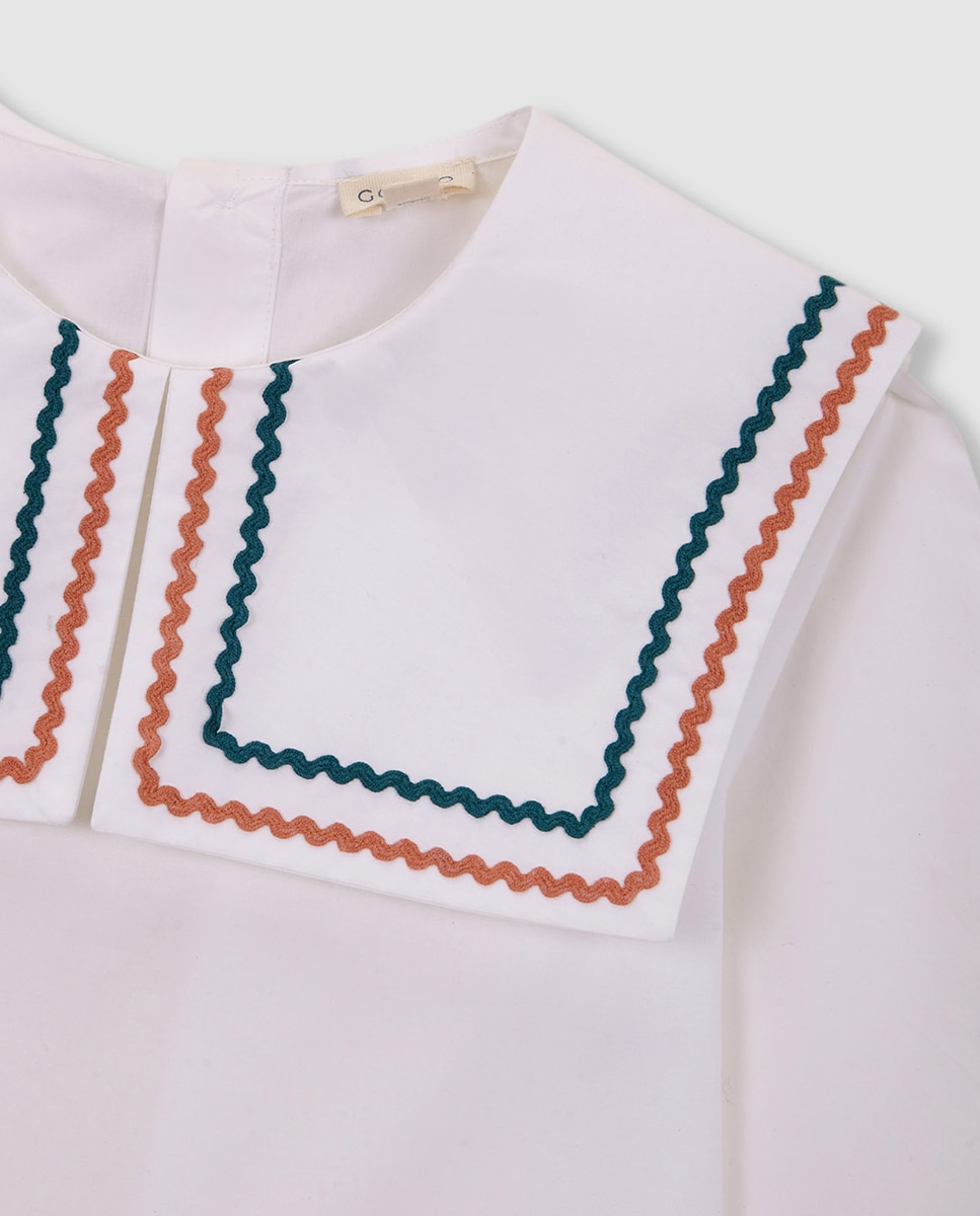 Blusa de Manga Comprida com Gola de Marinheiro Gocco Branco-5