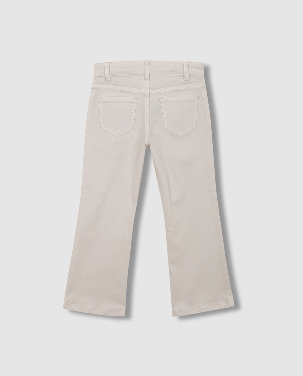 Calças Compridas em Cru com Bolsos Branco-3