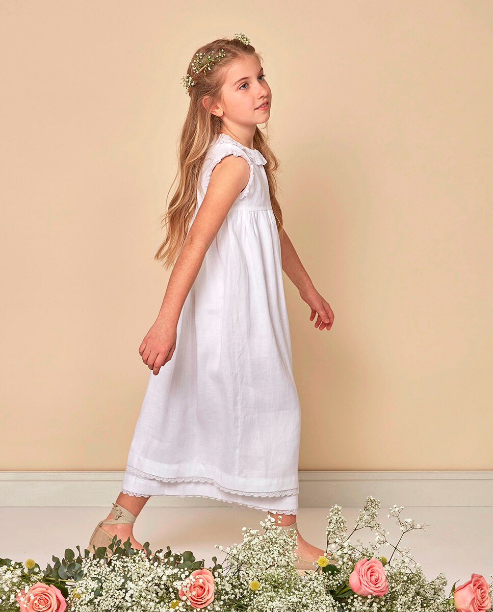 Vestido Comprido com Tiras Bordadas Gocco Branco-2