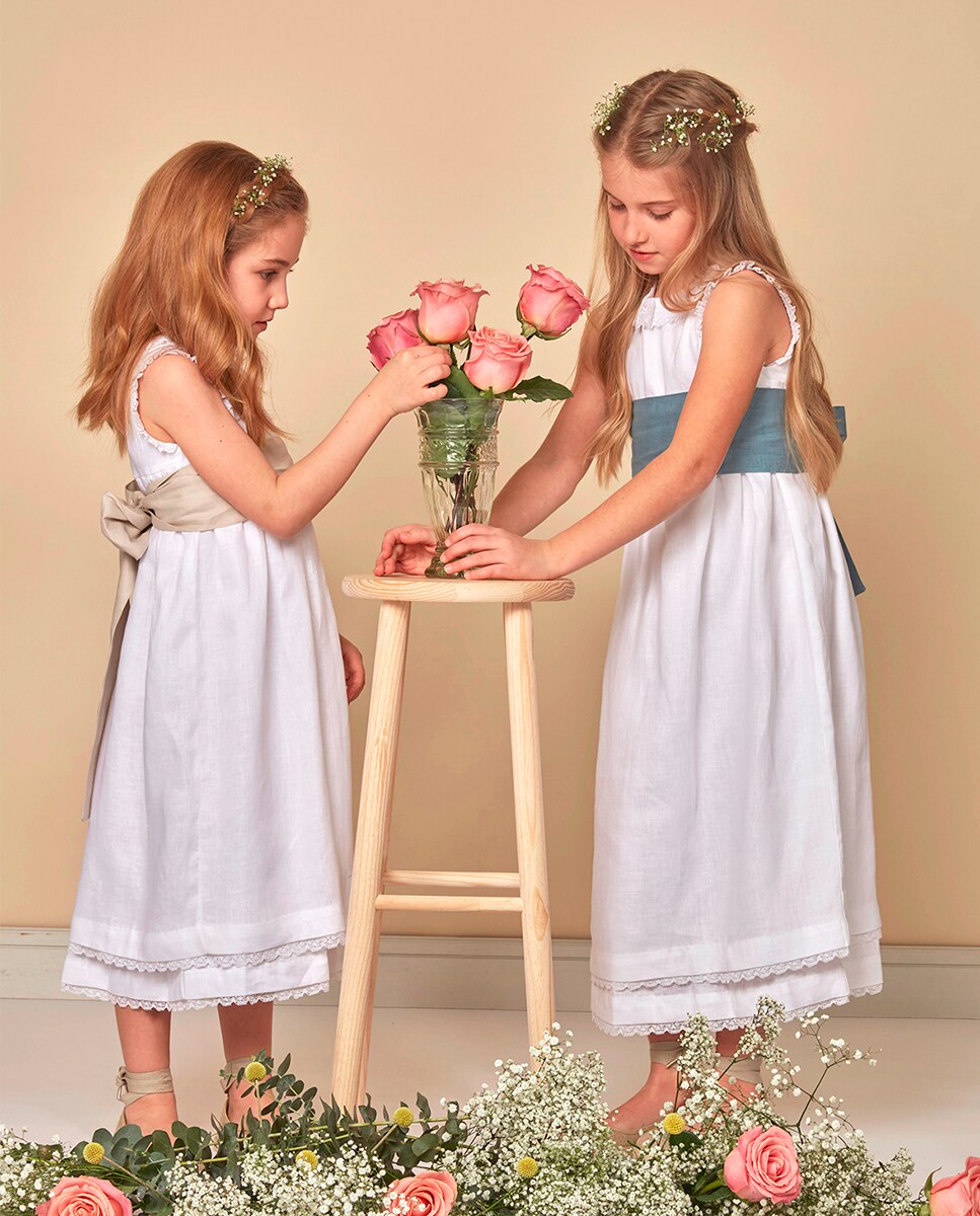 Vestido Comprido com Tiras Bordadas Gocco Branco-3